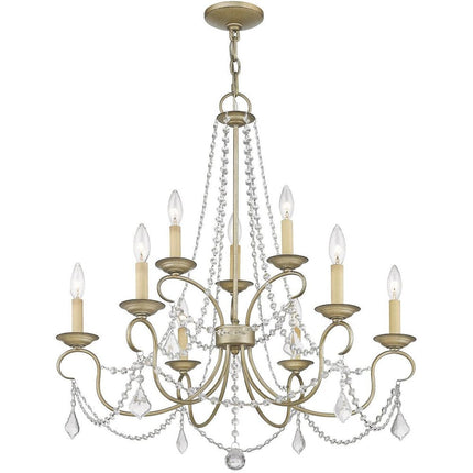 Nine Light Dimmable Chandelier With Shades HomeRoots