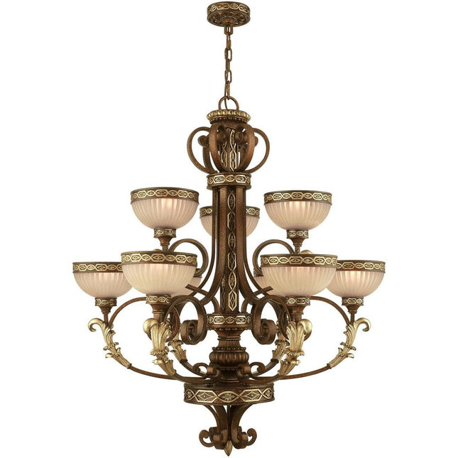 Nine Light Dimmable Chandelier With Shades HomeRoots