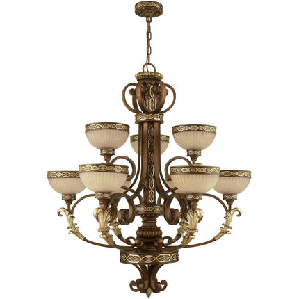 Nine Light Dimmable Chandelier With Shades HomeRoots