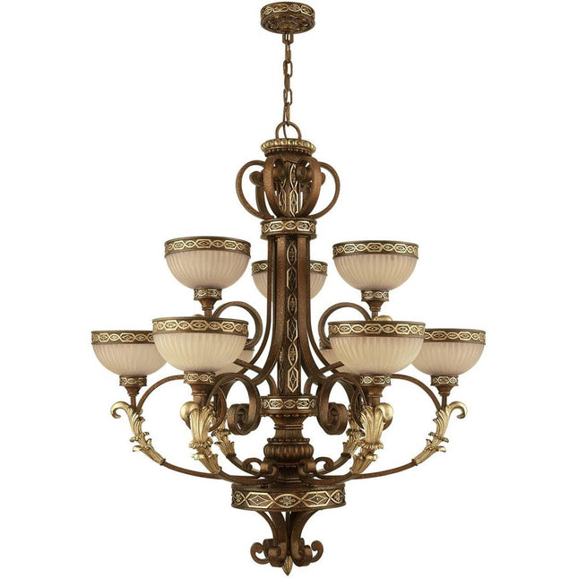 Nine Light Dimmable Chandelier With Shades HomeRoots