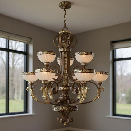 Nine Light Dimmable Chandelier With Shades HomeRoots