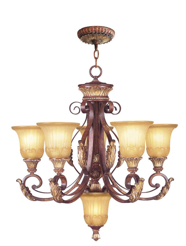 Six Light Dimmable Chandelier With Shades HomeRoots