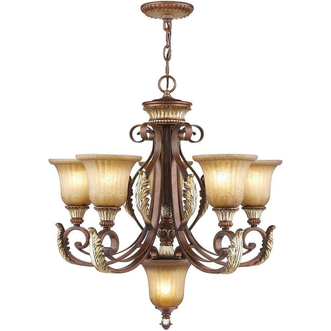 Six Light Dimmable Chandelier With Shades HomeRoots