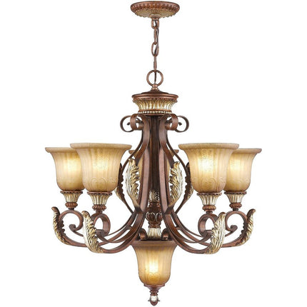 Six Light Dimmable Chandelier With Shades HomeRoots