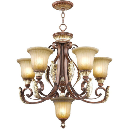 Six Light Dimmable Chandelier With Shades HomeRoots