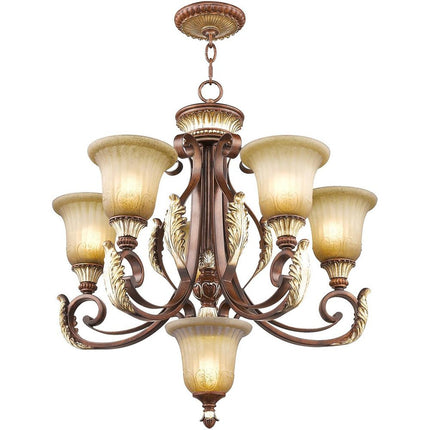 Six Light Dimmable Chandelier With Shades HomeRoots