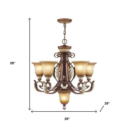 Six Light Dimmable Chandelier With Shades HomeRoots