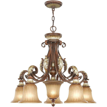 Six Light Dimmable Chandelier With Shades HomeRoots