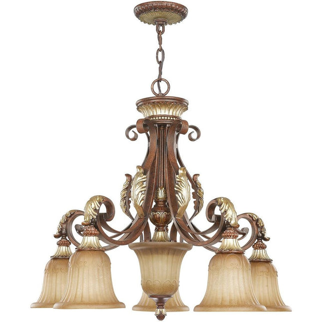 Bronze Six Light Metal Dimmable Chandelier With Shades HomeRoots