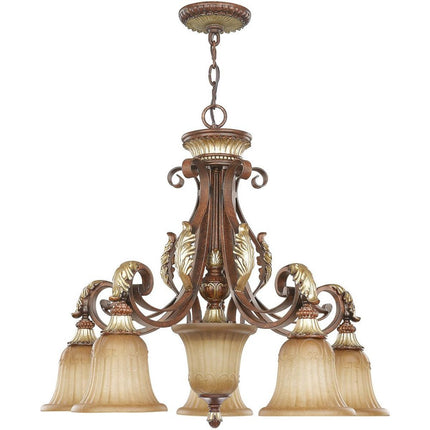 Six Light Dimmable Chandelier With Shades HomeRoots