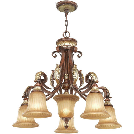 Six Light Dimmable Chandelier With Shades HomeRoots