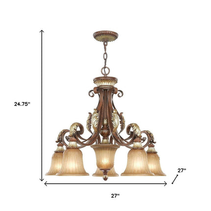 Six Light Dimmable Chandelier With Shades HomeRoots