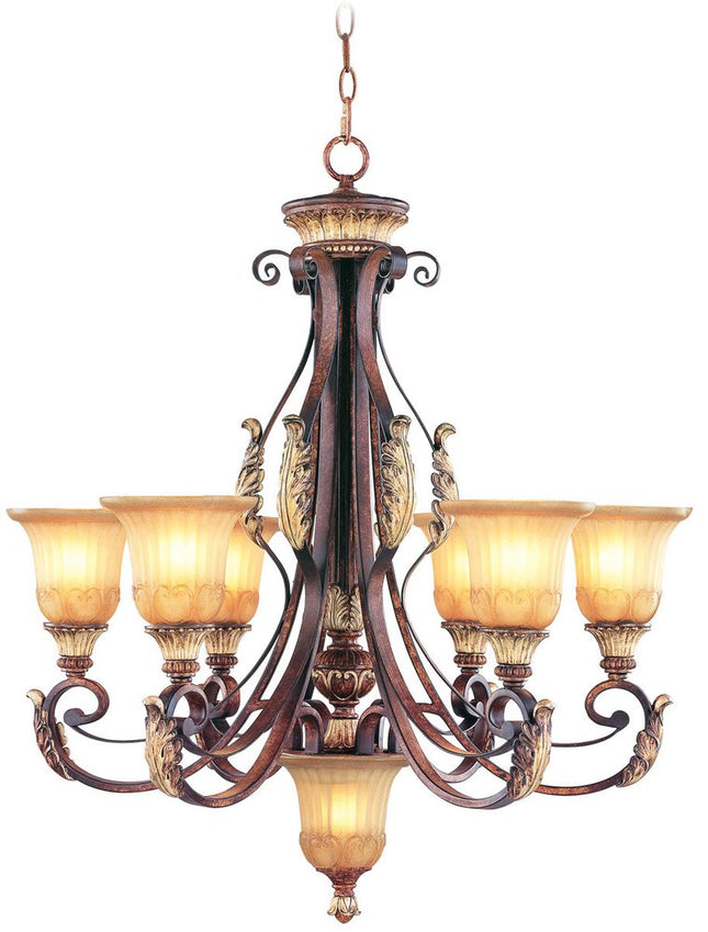 Seven Light Dimmable Chandelier With Shades HomeRoots