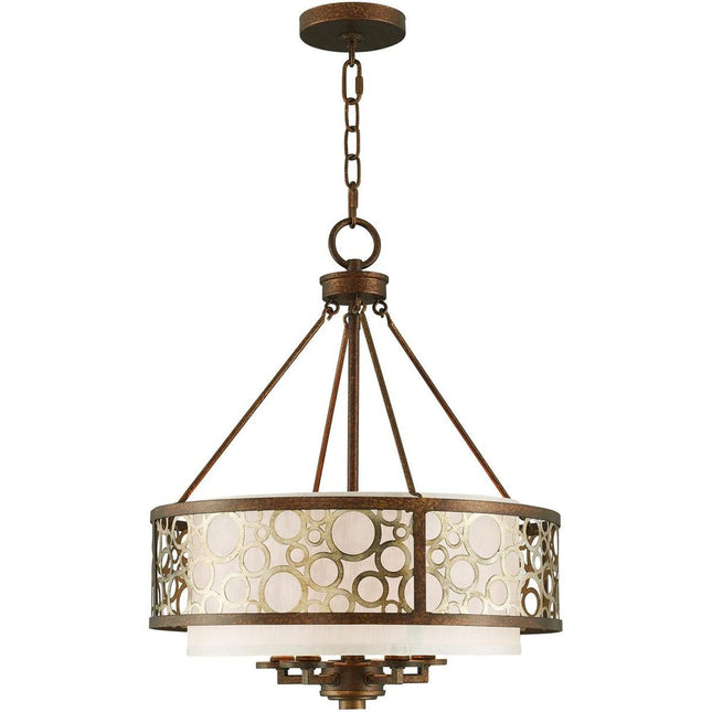 Bronze Five Light Metal Dimmable Chandelier With Shades HomeRoots