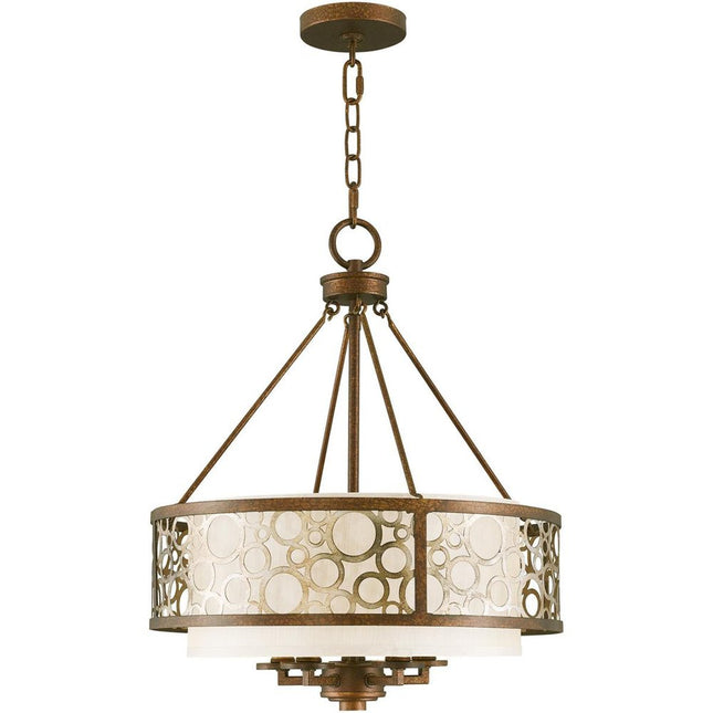 Bronze Five Light Metal Dimmable Chandelier With Shades HomeRoots