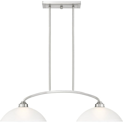 Nickel Two Light Metal Dimmable Chandelier With Shades HomeRoots
