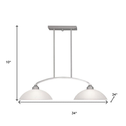 Nickel Two Light Metal Dimmable Chandelier With Shades HomeRoots