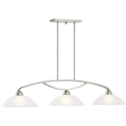 Nickel Three Light Metal Dimmable Chandelier With Shades