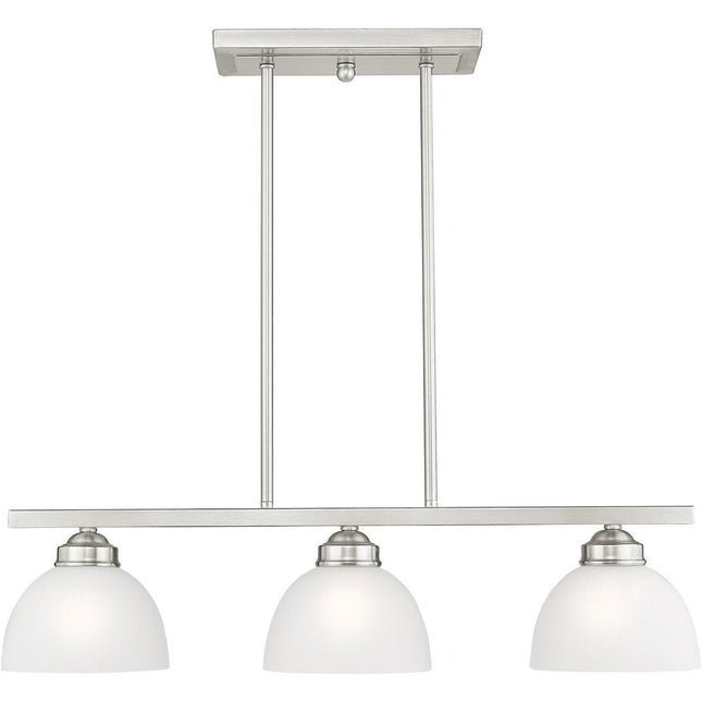 Nickel Three Light Metal Dimmable Chandelier With Shades HomeRoots