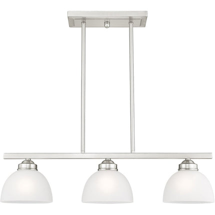 Nickel Three Light Metal Dimmable Chandelier With Shades