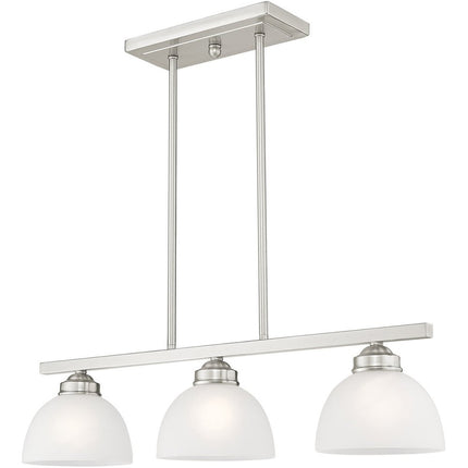 Nickel Three Light Metal Dimmable Chandelier With Shades