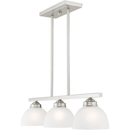 Nickel Three Light Metal Dimmable Chandelier With Shades