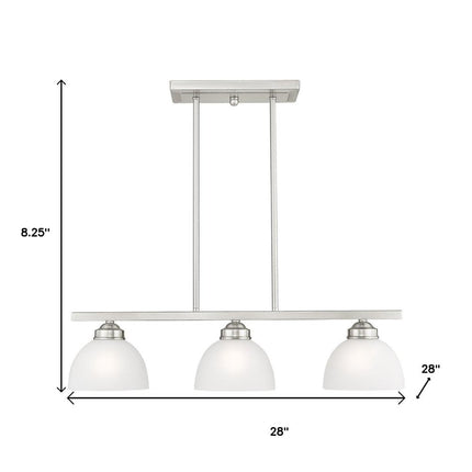 Nickel Three Light Metal Dimmable Chandelier With Shades