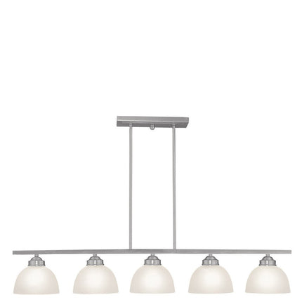 Nickel Five Light Metal Dimmable Chandelier With Shades