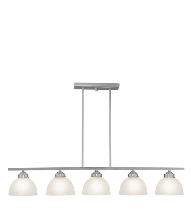 Nickel Five Light Metal Dimmable Chandelier With Shades