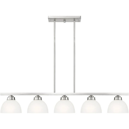Nickel Five Light Metal Dimmable Chandelier With Shades