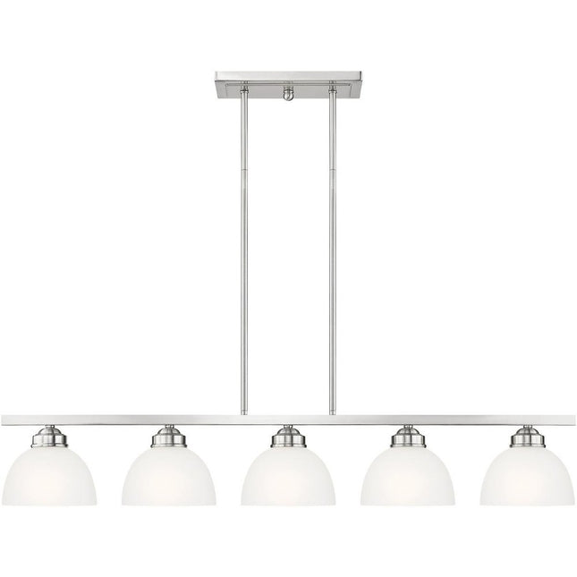 Nickel Five Light Metal Dimmable Chandelier With Shades