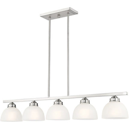 Nickel Five Light Metal Dimmable Chandelier With Shades