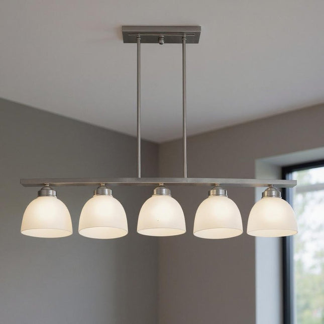 Five Light Dimmable Chandelier With Shades HomeRoots