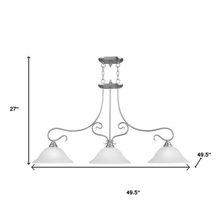 Nickel Three Light Metal Dimmable Chandelier With Shades