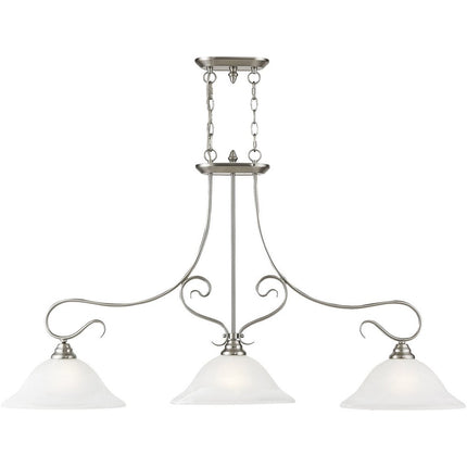 Nickel Three Light Metal Dimmable Chandelier With Shades