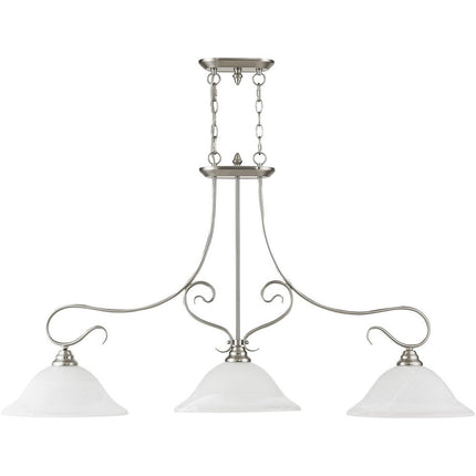 Nickel Three Light Metal Dimmable Chandelier With Shades