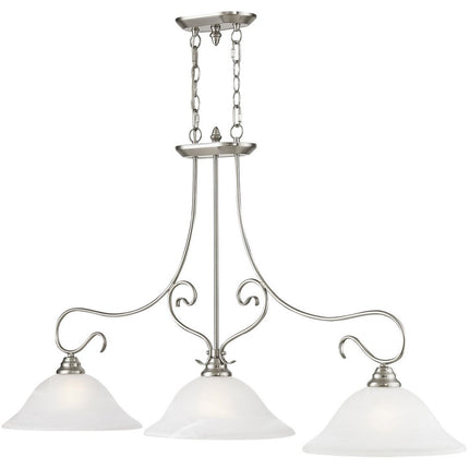 Nickel Three Light Metal Dimmable Chandelier With Shades