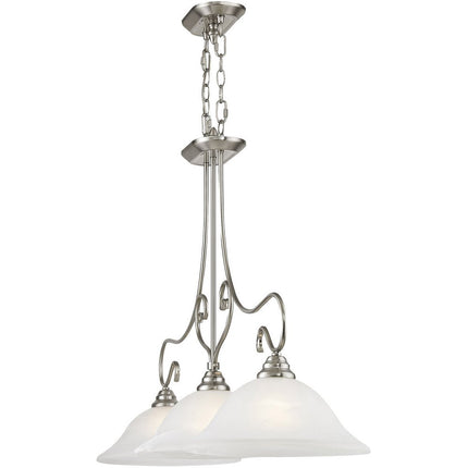 Nickel Three Light Metal Dimmable Chandelier With Shades