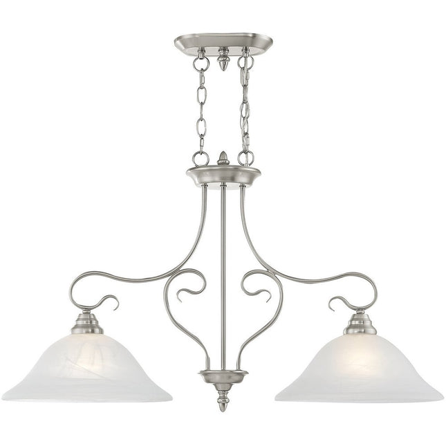 Nickel Two Light Metal Dimmable Chandelier With Shades