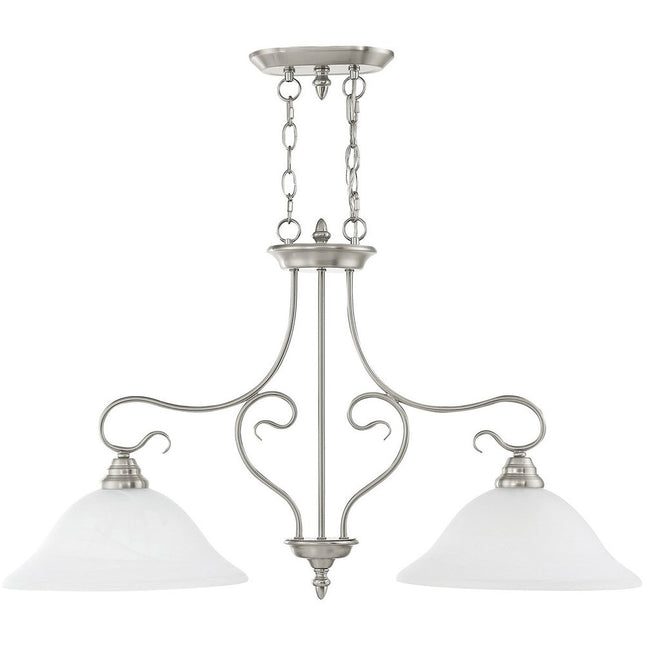 Nickel Two Light Metal Dimmable Chandelier With Shades
