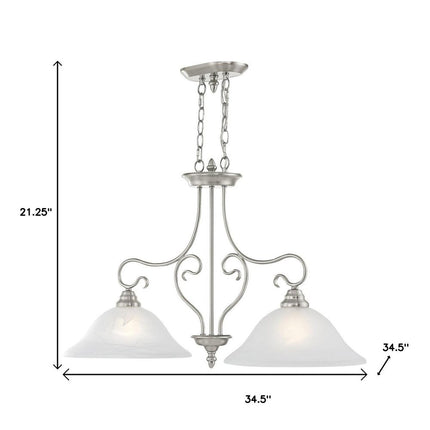 Nickel Two Light Metal Dimmable Chandelier With Shades