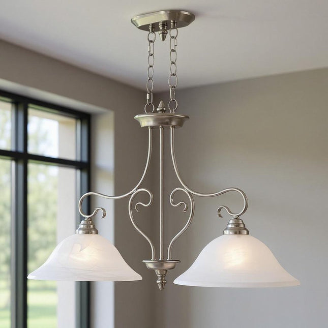Two Light Dimmable Chandelier With Shades HomeRoots