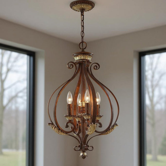 Four Light Dimmable Chandelier With Shades HomeRoots