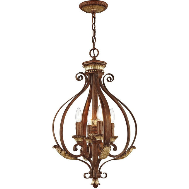 Bronze Four Light Metal Dimmable Chandelier With Shades HomeRoots