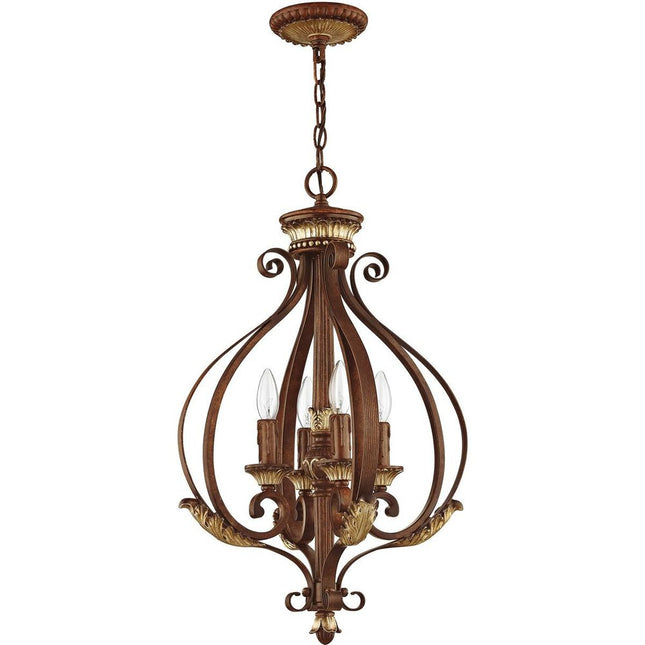 Bronze Four Light Metal Dimmable Chandelier With Shades HomeRoots