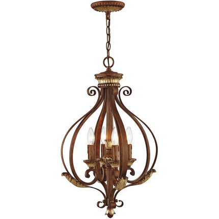 Bronze Four Light Metal Dimmable Chandelier With Shades