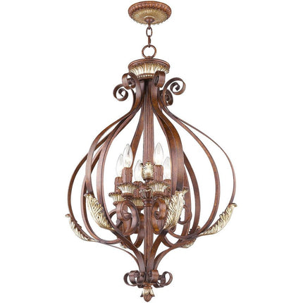 Bronze Six Light Metal Dimmable Chandelier With Shades