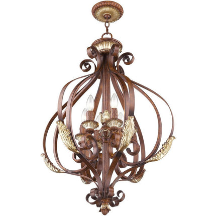 Bronze Six Light Metal Dimmable Chandelier With Shades