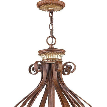 Bronze Six Light Metal Dimmable Chandelier With Shades