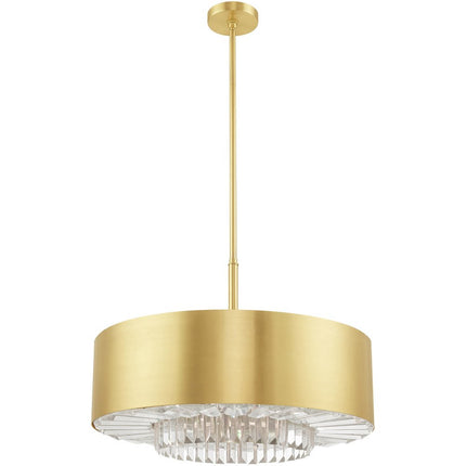 Brass Six Light Metal Dimmable Chandelier With Shades